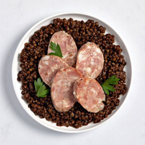 Morteau Sausage with Green Lentils