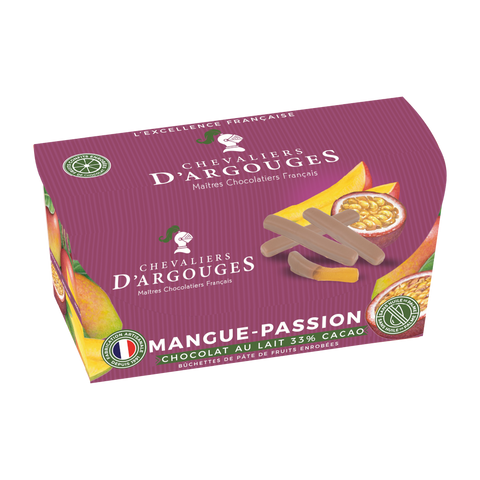 Chevaliers d'Argouges Candied mango-passion fruit w/ milk chocolate