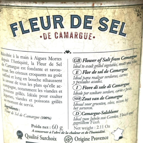 Fine sea salt from Camargue tin / Fleur de sel